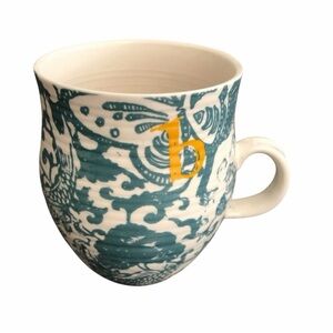 Anthropologie Homegrown “b” Monogram Initial‎ Floral Mug